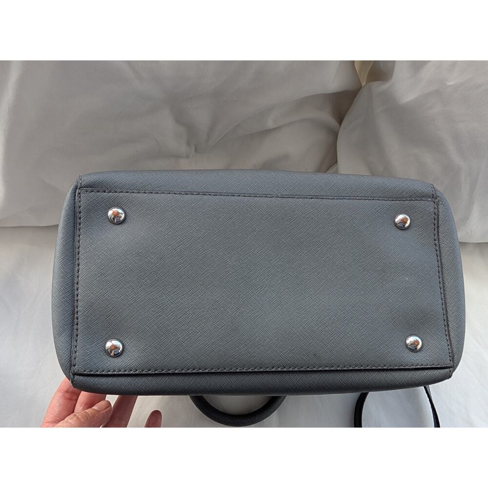 Michael Kors Reese Gray Saffiano Zip Satchel Top Handle Bag Crossbody Strap - Picture 14 of 14